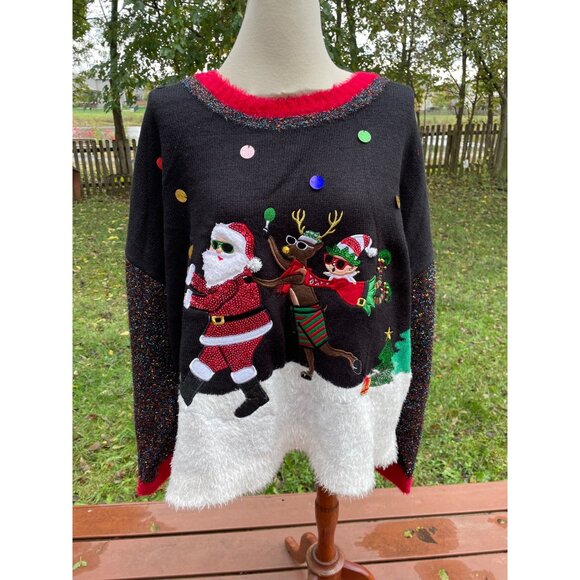 Christmas Sweater With Santa & Reindeer Design Funny Size 4X - Picture 1 of 9